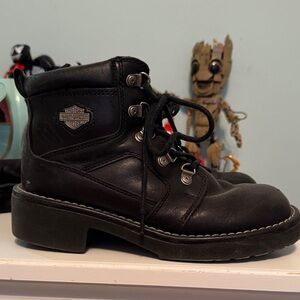 Harley-Davidson Black Leather Ankle Boots